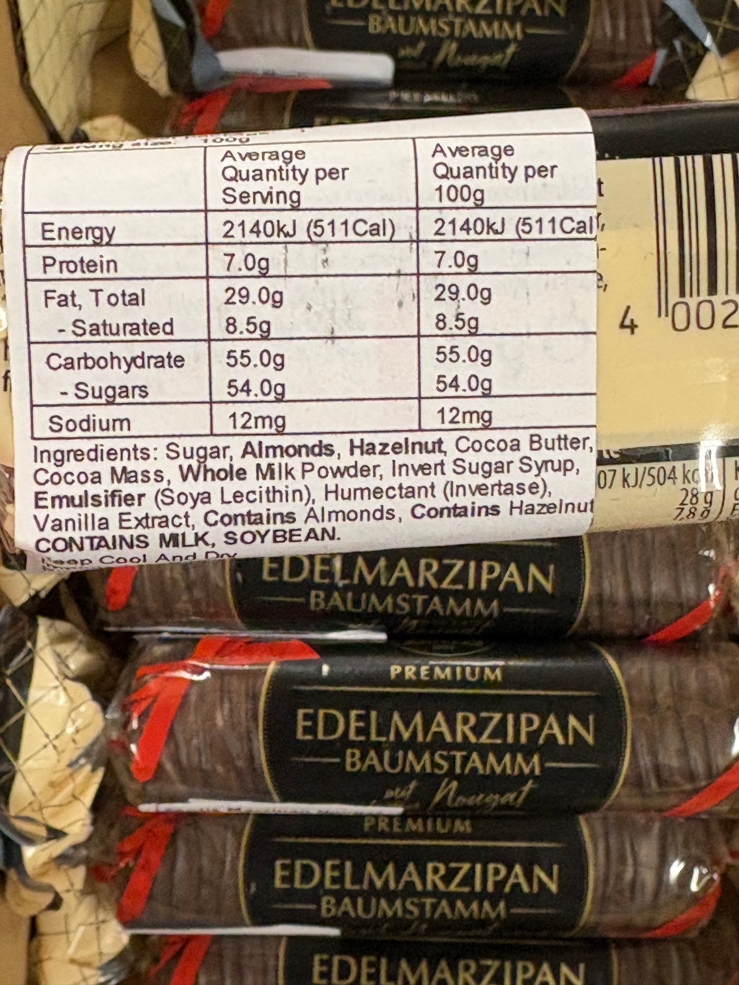 Zentis Marzipan Nougat Chocolate Bars 100g REDUCED