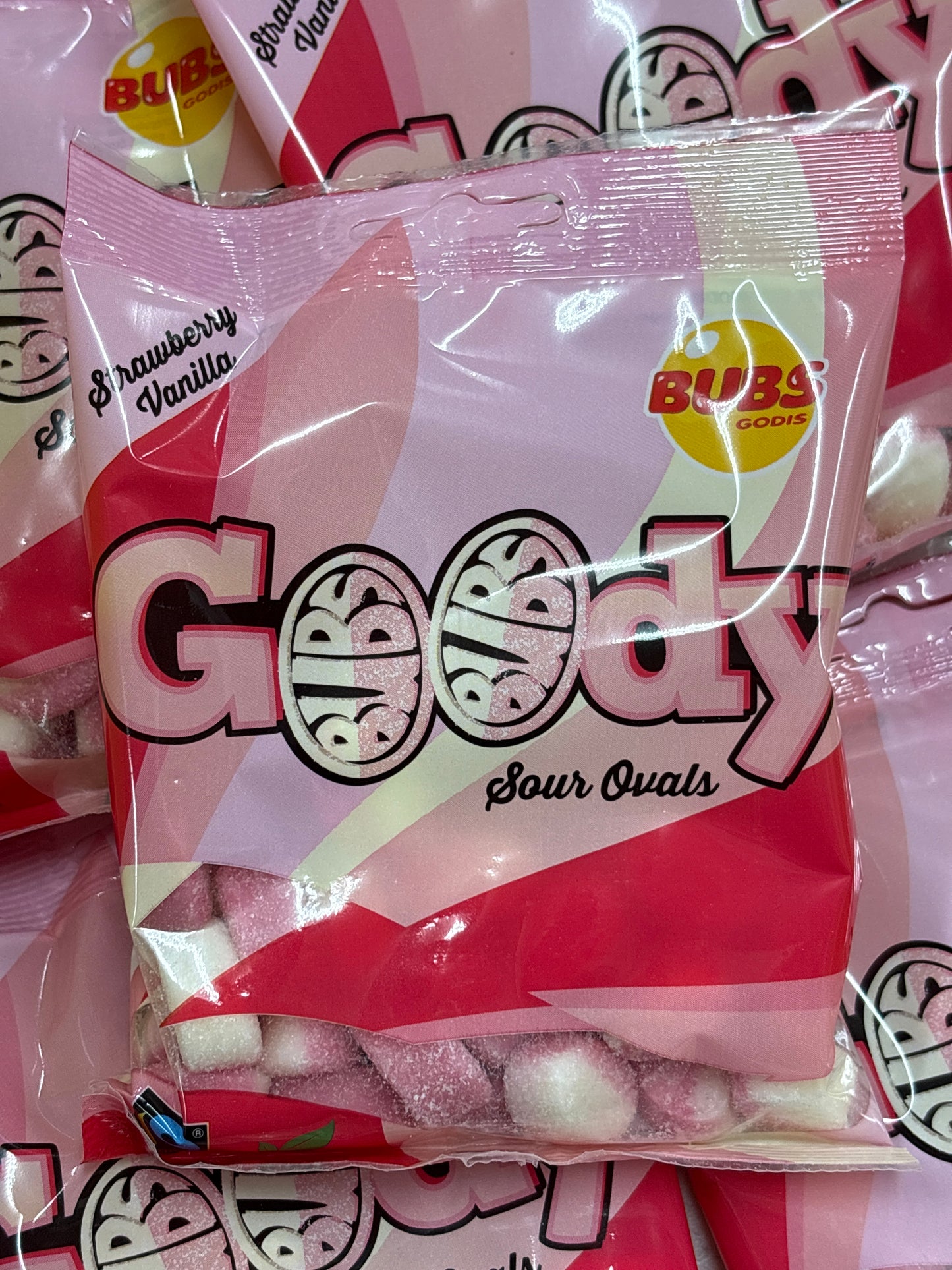 Bubs Goody Strawberry Vanilla Sour Ovals 90g