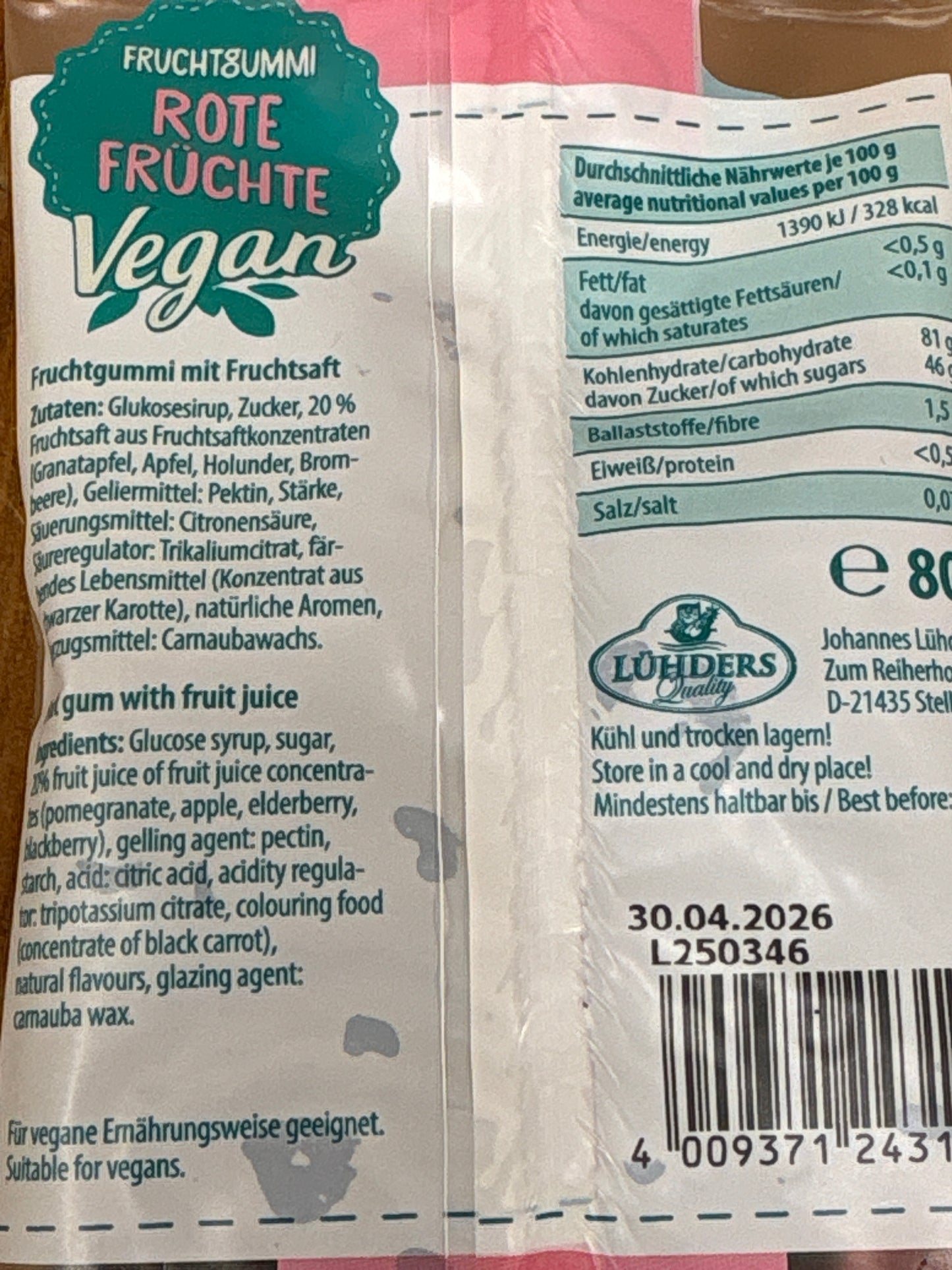 Lühders Red Fruit Gummies 80g