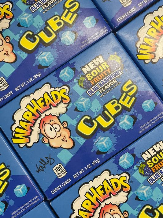 Warheads Blue Raspberry Cubes Theatre Box 85g