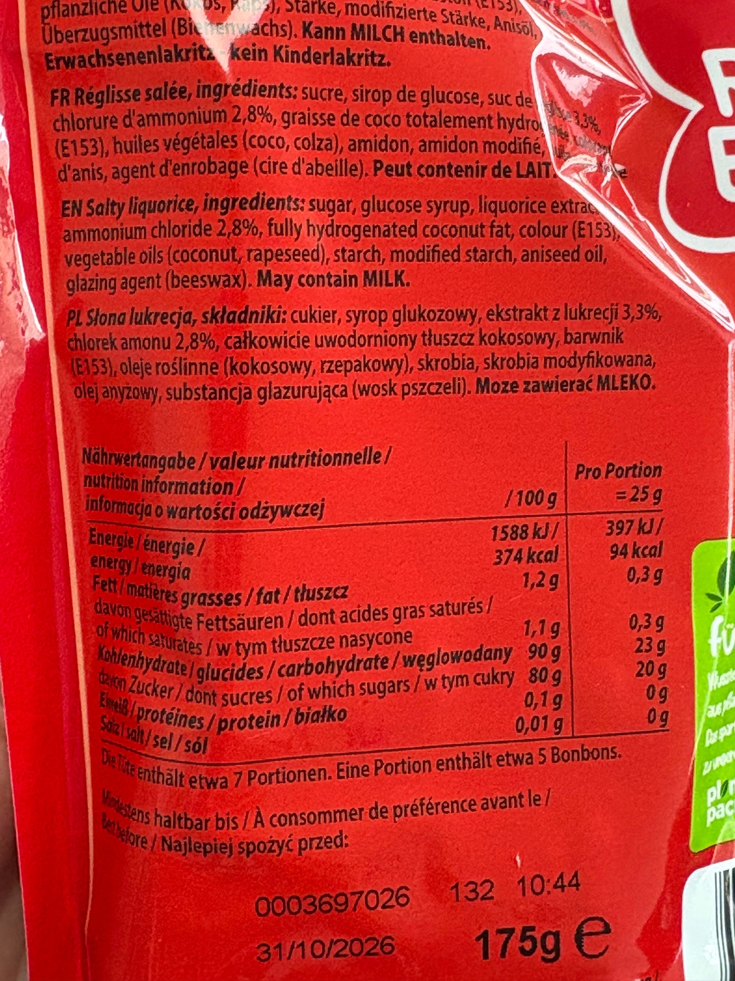 Red Band Salty Licorice 175g