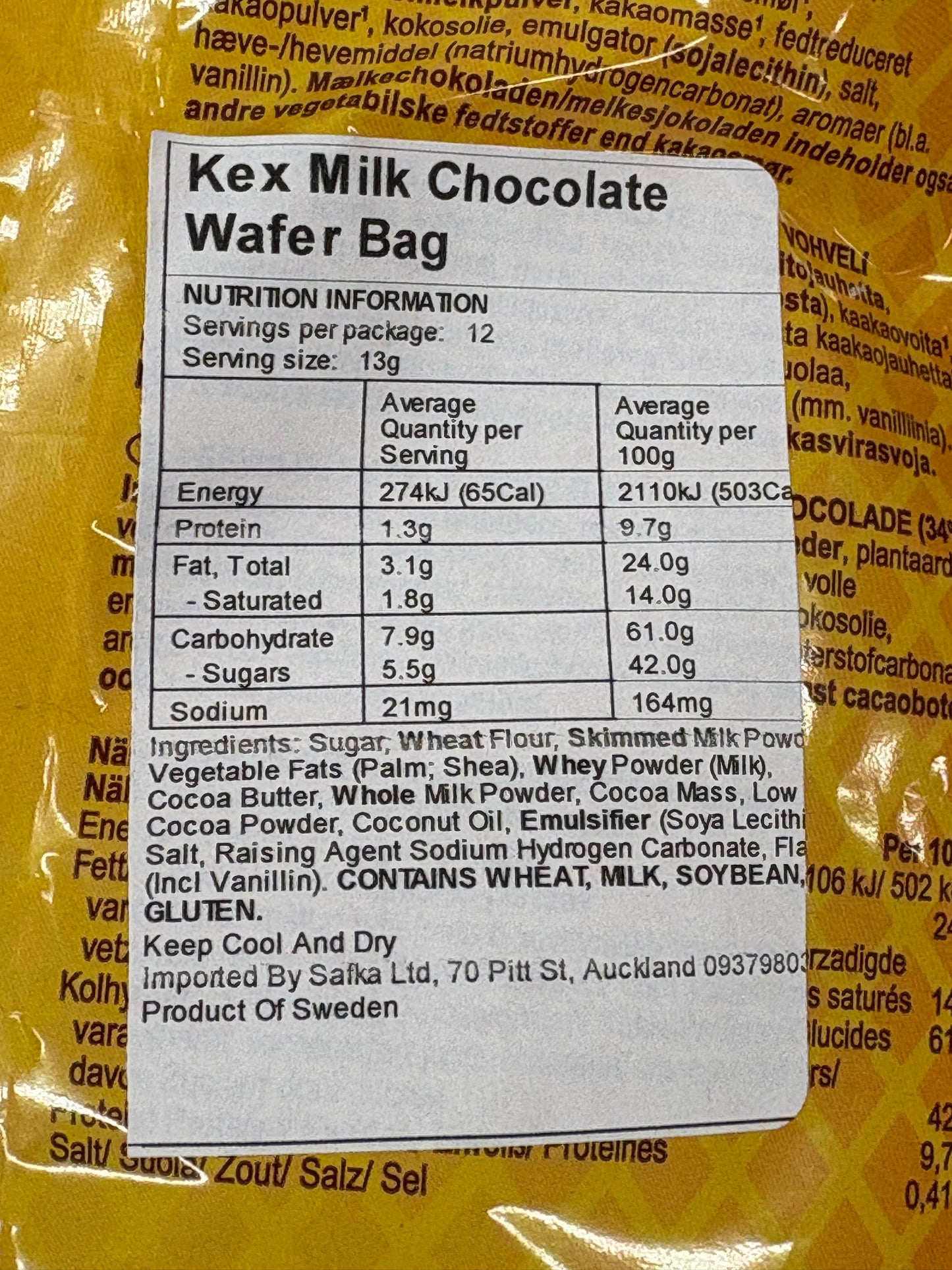 Swedish Cloetta KEX Milk Chocolate Wafer Share Pack 156g REDUCED