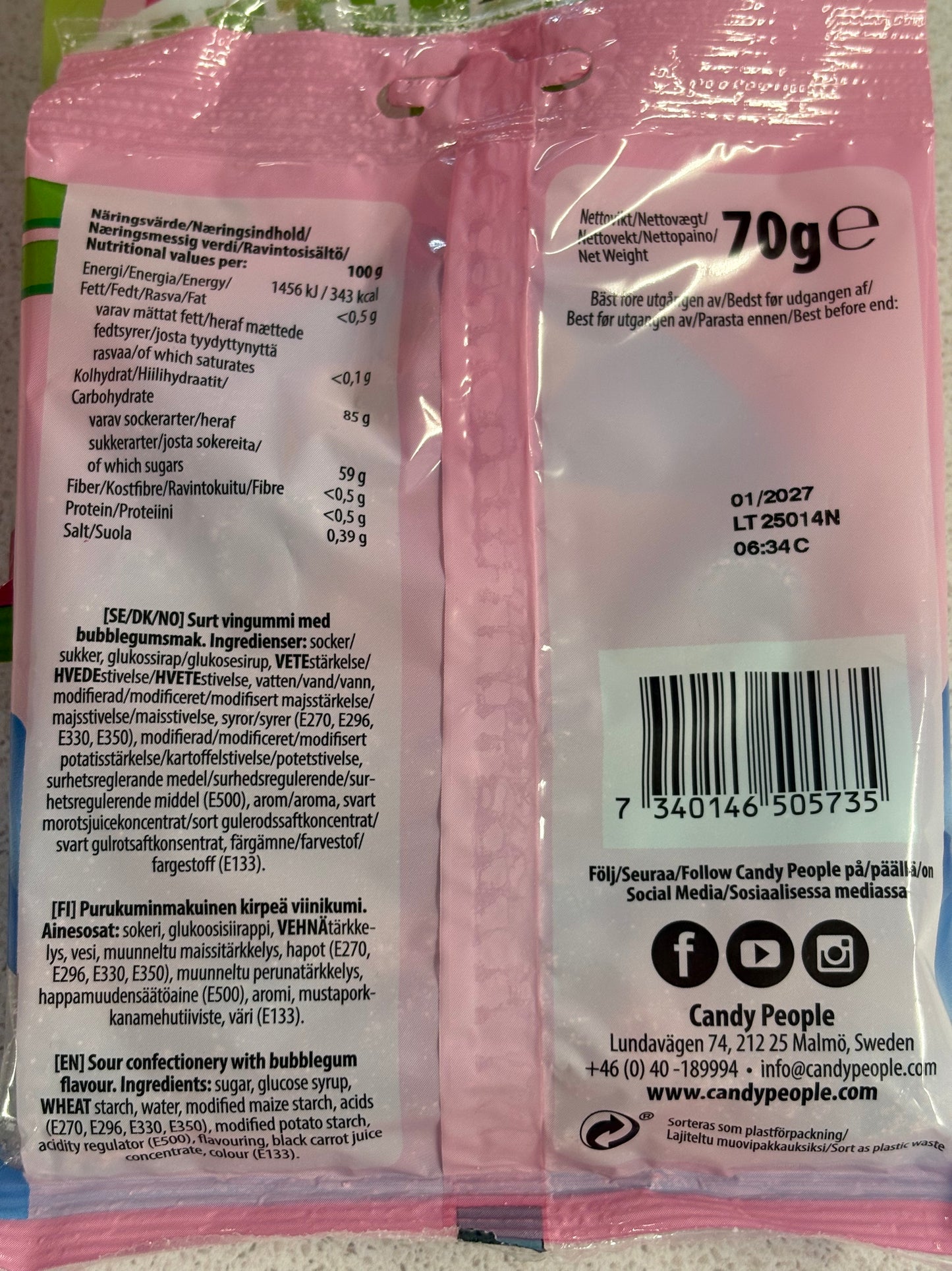 Candy People Sour Bubblegum Minis 70g