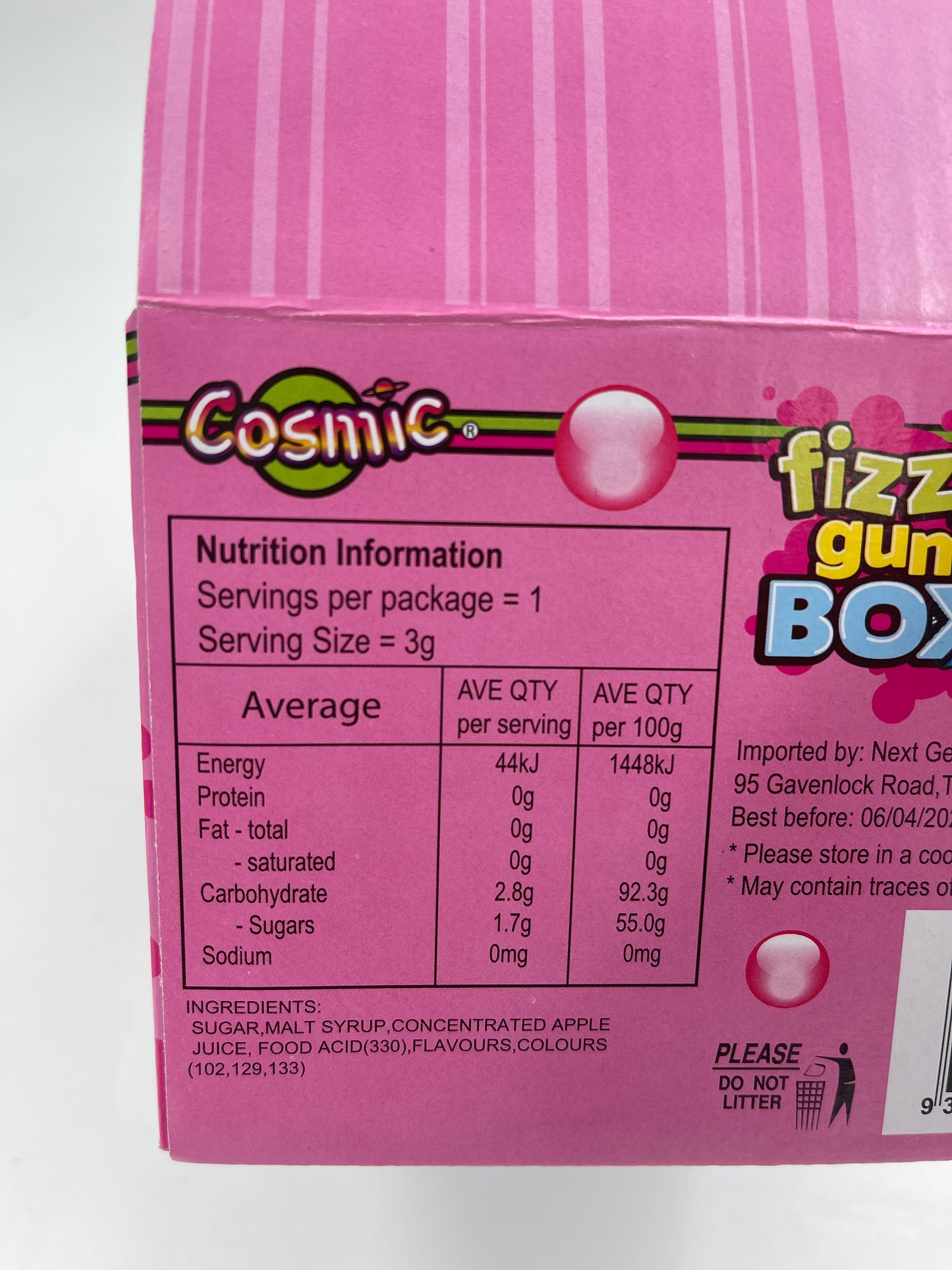 Cosmic Fizzy Gum Box 54g